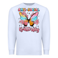 White anti social butterfly Premium Sweatshirt - MaliasSmallBusiness