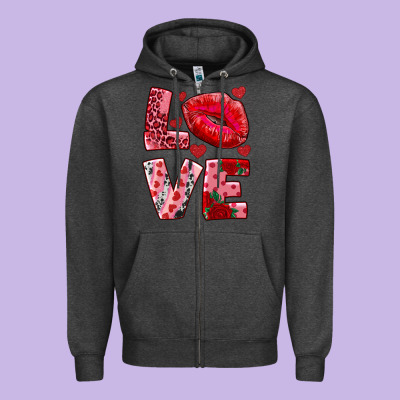 Love Kiss Zipper Hoodie Designed By Adodesignshop