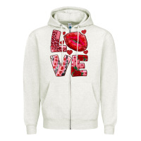 Oatmeal Heather love kiss Zipper Hoodie - AdoDesignShop