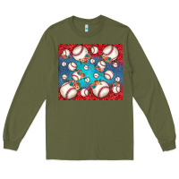 Army Green baseball paisley and jean pattern Long Sleeve Tee - JahusDesignShop