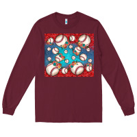 Burgundy baseball paisley and jean pattern Long Sleeve Tee - JahusDesignShop