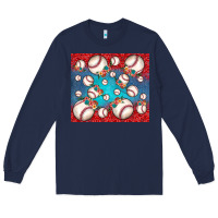Navy baseball paisley and jean pattern Long Sleeve Tee - JahusDesignShop