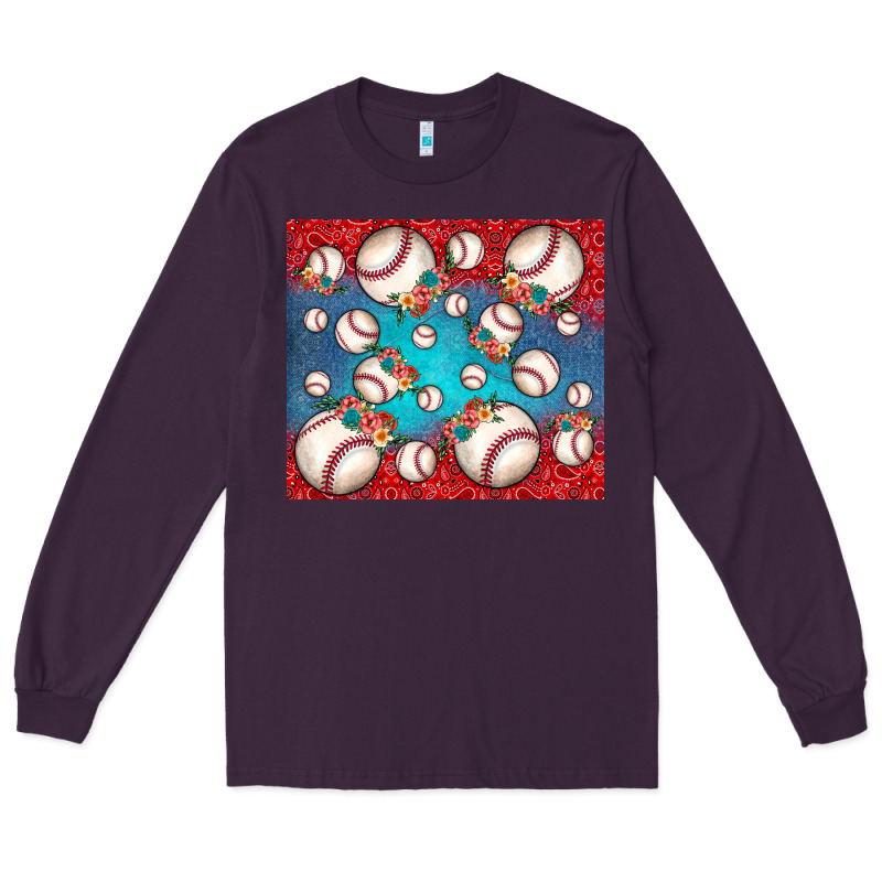 Baseball Paisley And Jean Pattern Long Sleeve Tee by JahusDesignShop | Teevron