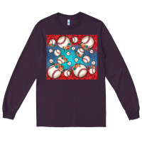 Plum baseball paisley and jean pattern Long Sleeve Tee - JahusDesignShop