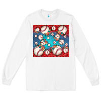 White baseball paisley and jean pattern Long Sleeve Tee - JahusDesignShop