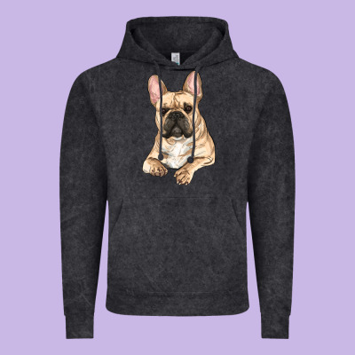 French Bulldog Sitting Vintage Hoodie Designed By Ranaportraitstore