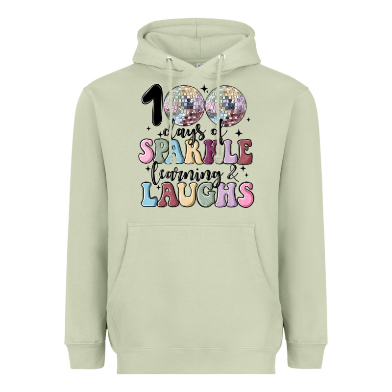 100 Days Of Sparkle Learning And Laugh Faux Sequin Heavyweight Hoodie by MaliasSmallBusiness | Teevron