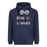 Navy 100 days of sparkle learning and laugh faux sequin Heavyweight Hoodie - MaliasSmallBusiness