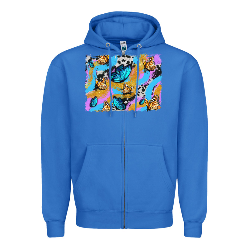 Easter Butterfly With Glitter And Cowhide  Background Zipper Hoodie by Artiststas | Teevron