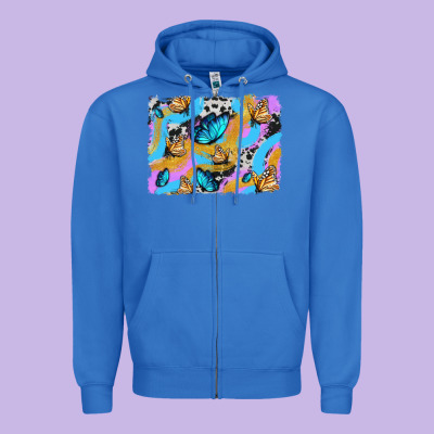 Easter Butterfly With Glitter And Cowhide  Background Zipper Hoodie Designed By Artiststas