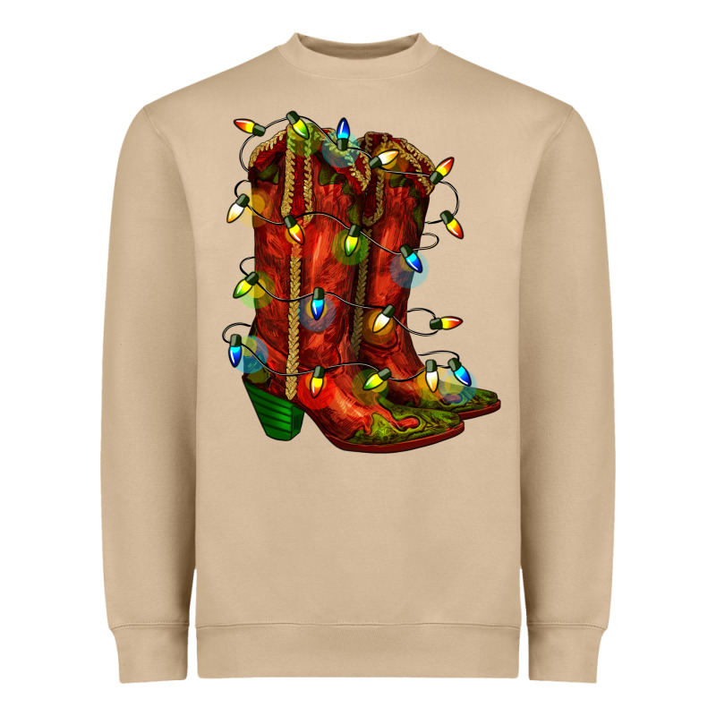 Christmas Western Boots With Lights Heavyweight Sweatshirt by RanaPortraitStore | Teevron