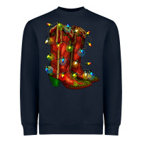 Navy christmas western boots with lights Heavyweight Sweatshirt - RanaPortraitStore