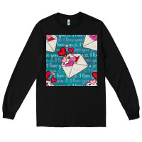 Black valentines day envelope with hearts Long Sleeve Tee - BundleAndBundleShop