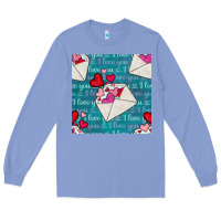 Colony Blue valentines day envelope with hearts Long Sleeve Tee - BundleAndBundleShop