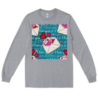 Heather Grey valentines day envelope with hearts Long Sleeve Tee - BundleAndBundleShop