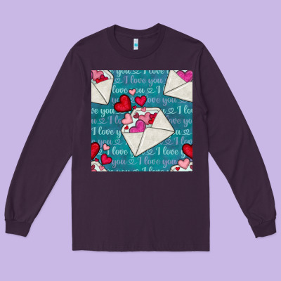 Valentines Day Envelope With Hearts Long Sleeve Tee Designed By Bundleandbundleshop