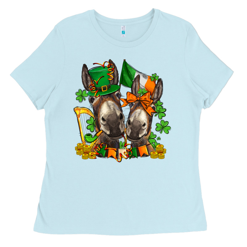 St Patricks Donkeys With  Shamrocks Ladies Tee by AdoDesignShop | Teevron