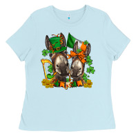 Baby Blue st patricks donkeys with  shamrocks Ladies Tee - AdoDesignShop