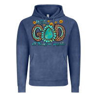 Vintage Denim with god all things are possible gemstone Vintage Hoodie - Zillion Design Studio
