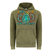 Vintage Olive with god all things are possible gemstone Vintage Hoodie - Zillion Design Studio