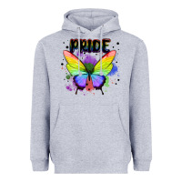 Heather Grey rainbow butterfly pride lgbtq Heavyweight Hoodie - MaliasSmallBusiness
