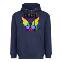 Navy rainbow butterfly pride lgbtq Heavyweight Hoodie - MaliasSmallBusiness