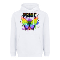 White rainbow butterfly pride lgbtq Heavyweight Hoodie - MaliasSmallBusiness