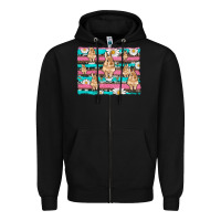 Black easter bunny with daisy and turquoise cowhide leopard  background Zipper Hoodie - Artiststas