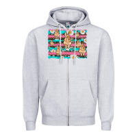 Heather Grey easter bunny with daisy and turquoise cowhide leopard  background Zipper Hoodie - Artiststas