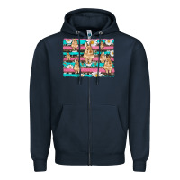 Navy easter bunny with daisy and turquoise cowhide leopard  background Zipper Hoodie - Artiststas