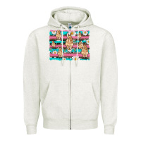 Oatmeal Heather easter bunny with daisy and turquoise cowhide leopard  background Zipper Hoodie - Artiststas