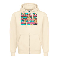 Sandshell easter bunny with daisy and turquoise cowhide leopard  background Zipper Hoodie - Artiststas