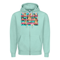 Seafoam easter bunny with daisy and turquoise cowhide leopard  background Zipper Hoodie - Artiststas