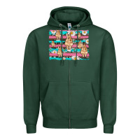 Sports Green easter bunny with daisy and turquoise cowhide leopard  background Zipper Hoodie - Artiststas