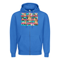 True Royal easter bunny with daisy and turquoise cowhide leopard  background Zipper Hoodie - Artiststas
