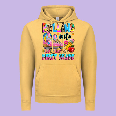 Rolling Into First Grade Vintage Hoodie Designed By Texasbilliewilder