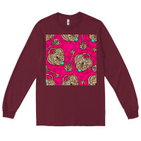 Burgundy valentines day lock and key seamless pattern Long Sleeve Tee - BundleAndBundleShop