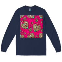 Navy valentines day lock and key seamless pattern Long Sleeve Tee - BundleAndBundleShop