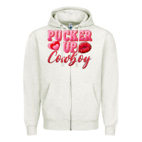 Oatmeal Heather pucker up cowboy Zipper Hoodie - AdoDesignShop