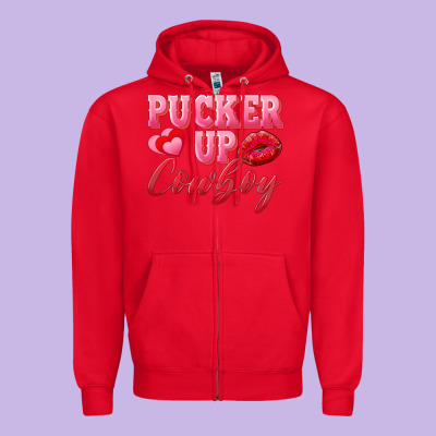 Pucker Up Cowboy Zipper Hoodie Designed By Adodesignshop