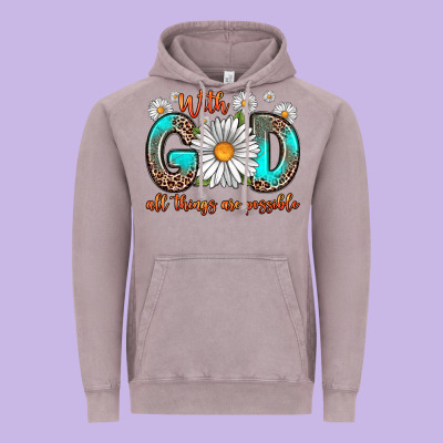 With God All Things Are Possible Daisy Vintage Hoodie Designed By Zillion Design Studio
