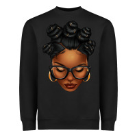 Black afro woman with bantu knots Heavyweight Sweatshirt - texasbilliewilder