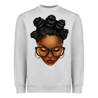 Heather Grey afro woman with bantu knots Heavyweight Sweatshirt - texasbilliewilder