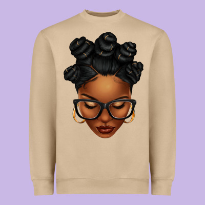 Afro Woman With Bantu Knots Heavyweight Sweatshirt Designed By Texasbilliewilder