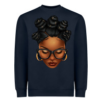 Navy afro woman with bantu knots Heavyweight Sweatshirt - texasbilliewilder