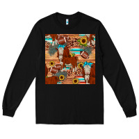Black football hereford sunflower seamless pattern Long Sleeve Tee - JahusDesignShop