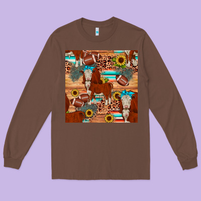 Football Hereford Sunflower Seamless Pattern Long Sleeve Tee Designed By Jahusdesignshop