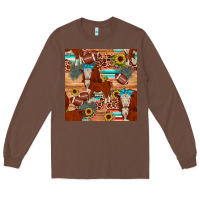 Chestnut football hereford sunflower seamless pattern Long Sleeve Tee - JahusDesignShop