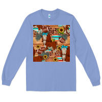 Colony Blue football hereford sunflower seamless pattern Long Sleeve Tee - JahusDesignShop