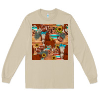 Mushroom football hereford sunflower seamless pattern Long Sleeve Tee - JahusDesignShop